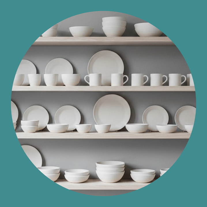 Keramik Rohlinge zum Bemalen Keramik Rohlinge fertig zum Bemalen im Regal bei Gansling Malstudio in Markt Schwaben